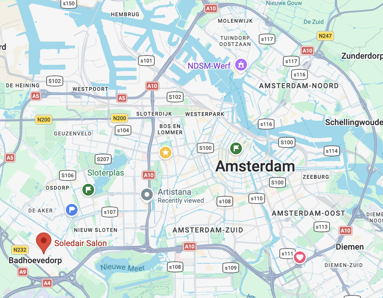 Map showing JT Nails in Badhoevedorp