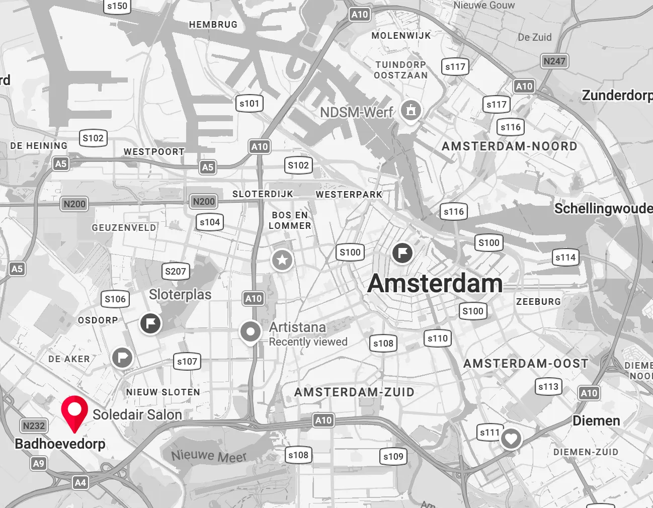Map showing JT Nails in Badhoevedorp